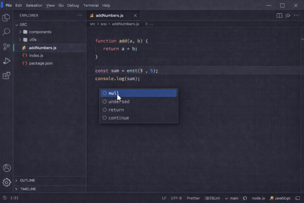 関数への引数と戻り値：データの受け渡しと結果の返却（VSCODE画面）