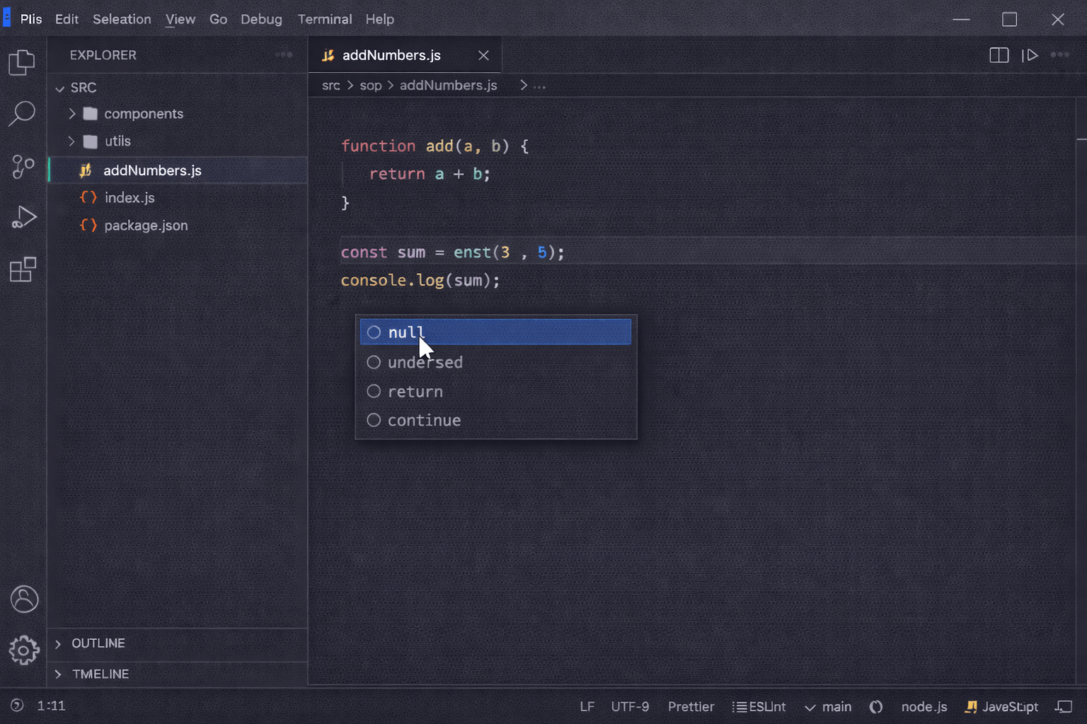 関数への引数と戻り値：データの受け渡しと結果の返却（VSCODE画面）