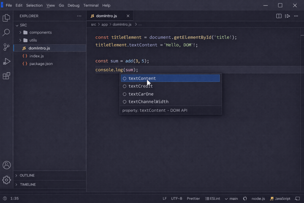 Document Object Model (DOM) とは何か？Webページの操作基盤（VSCODE画面）