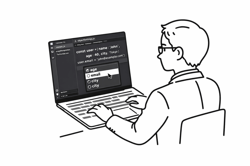 連想配列としてのオブジェクトのVSCODE画面