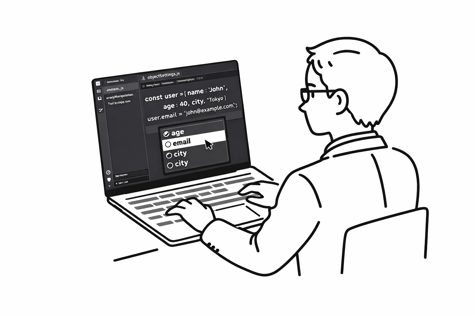 連想配列としてのオブジェクトのVSCODE画面
