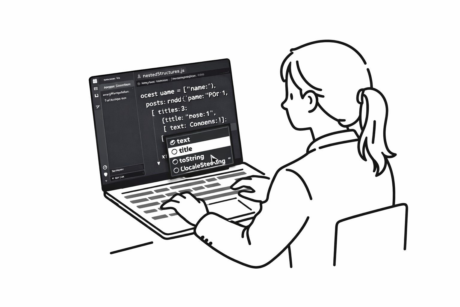 複雑なデータ構造のVSCODE画面